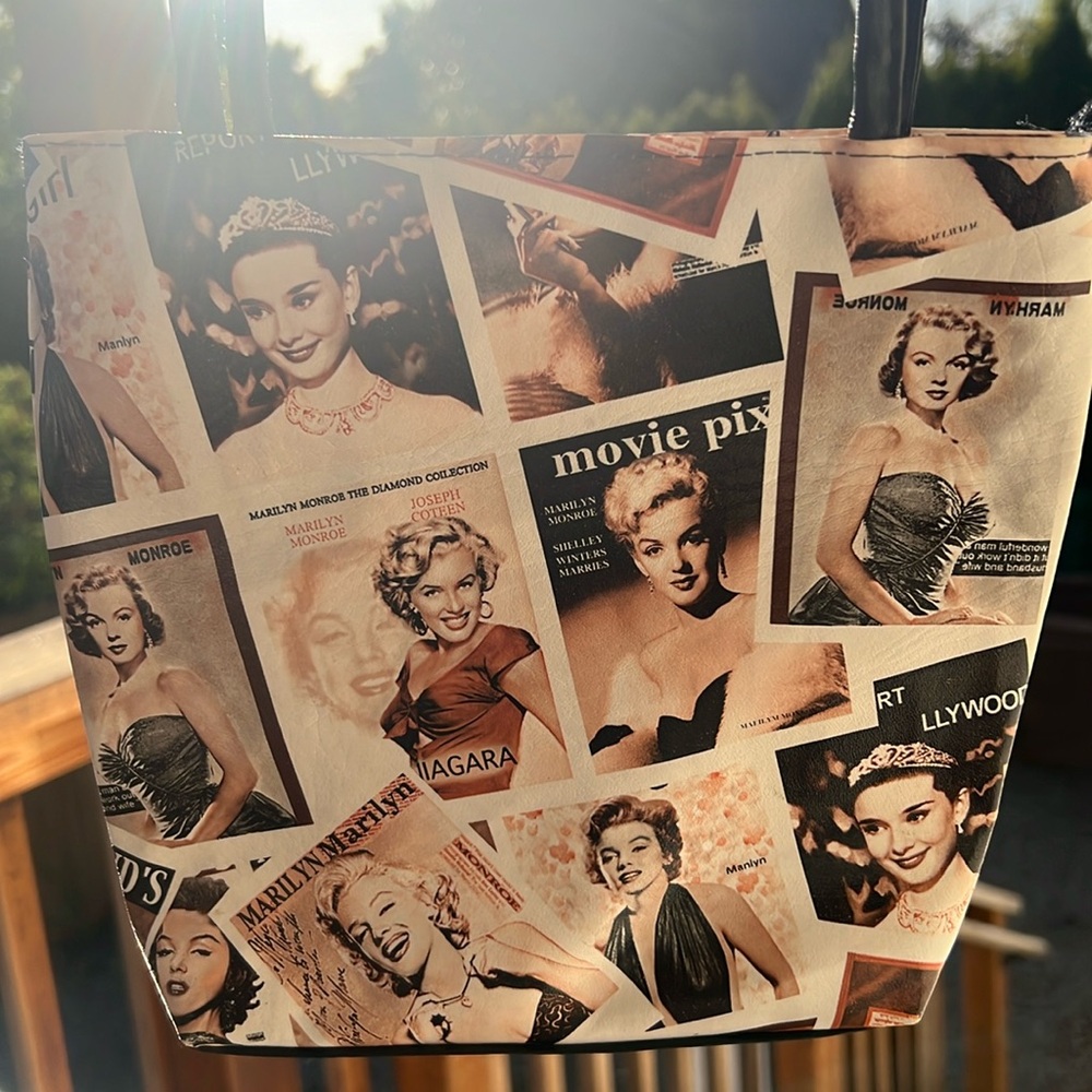 Marilyn Monroe and Katherine Hepburn on a cute mini bag